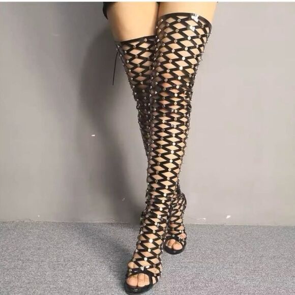 🔥🔥🔥over the knee thigh high stiletto boots brand new in the MF Box - Picture 1 of 7